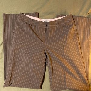 striped gray and pink work pants
